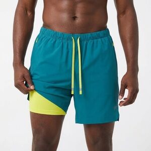 Fabletics Men's The One Short Lined 7" | Turquoise | Size M | Built-In Liner